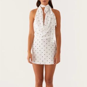 White Polka Dot Halter Dress
